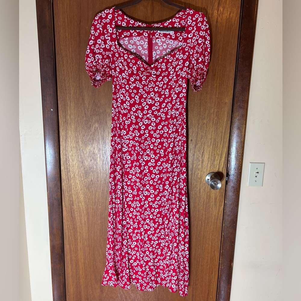 Reformation Red Floral Dress